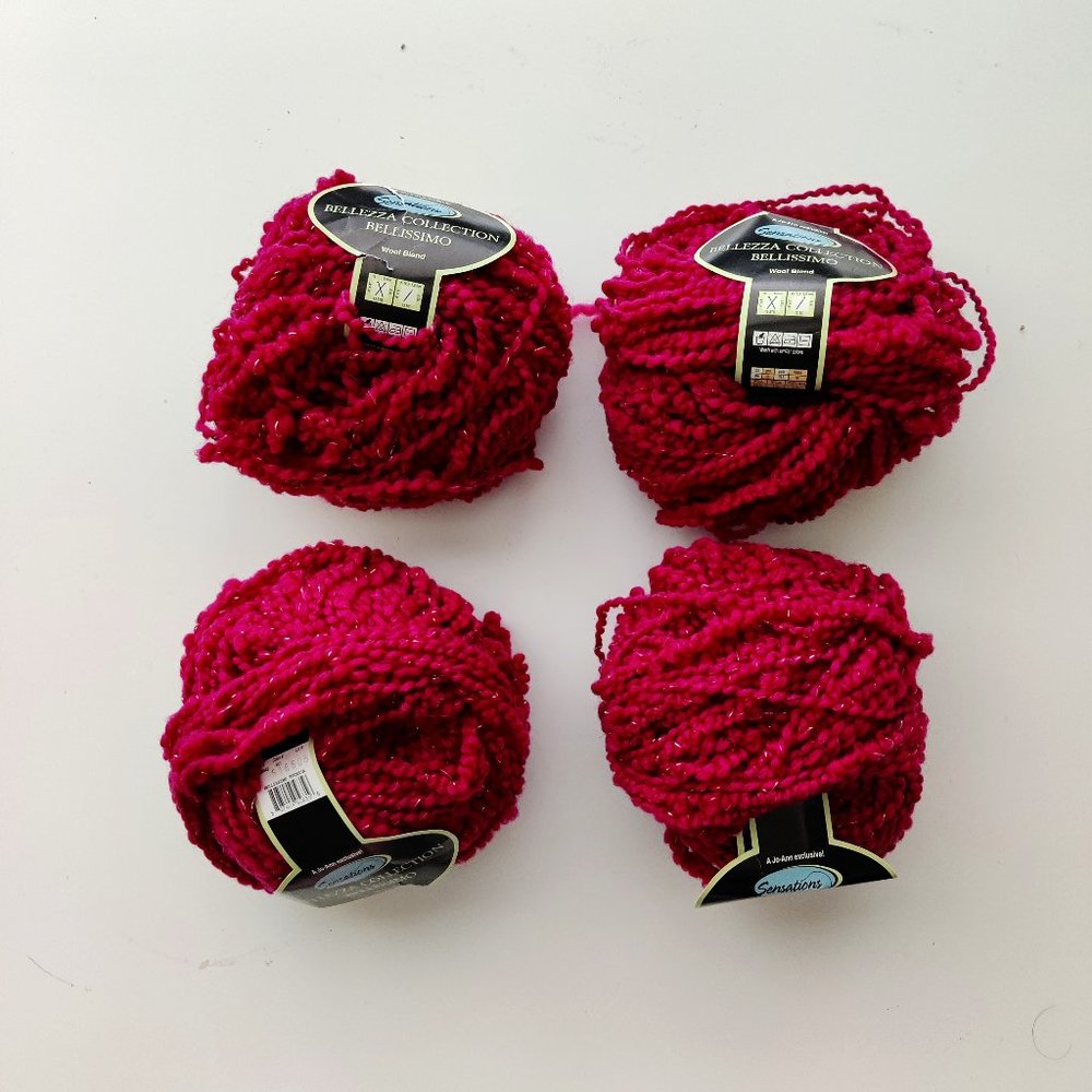 4 Skein Sensations Bellezza Collection Bellissimo Red Wool Blend Yarn